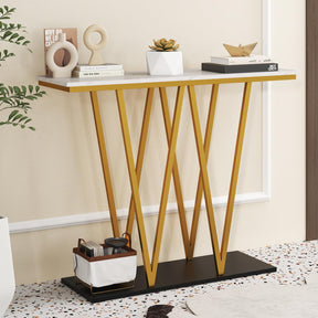 100cm Modern Console Table with Faux Marble Table