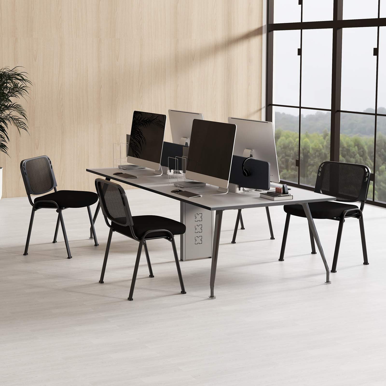 Set of 5 Office Desk Chairs Waiting Room Chair Stackable Reception Guest Chair