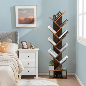 Giantex 10-Tier Tree Bookcase, Floor Standing Bookshelf w/Drawer for CDs/Movies/Books