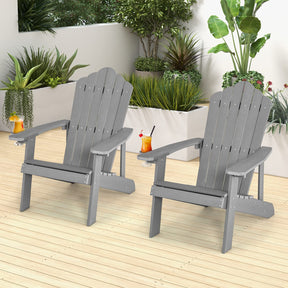 All-Weather Adirondack Chair with Cup Holder for Patio