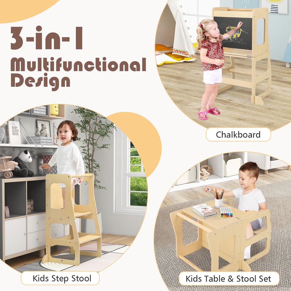 3-in-1 Foldable Kitchen Standing Tower for Toddlers
