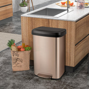 Giantex 50L Step Trash Can Stainless Steel Garbage Bin with Soft Close Lid & Deodorizer Compartment
