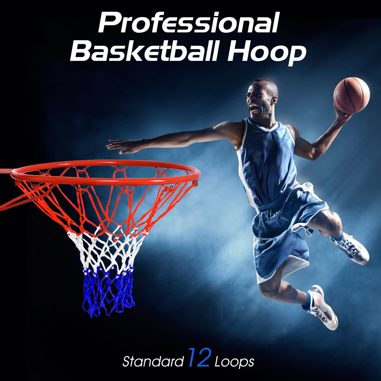 46 CM Basketball Rim Replacement, Heavy-Duty Wall Mounted 18“ Basketball Hoop Net