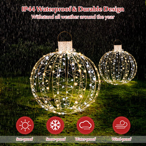 3 Pack Christmas Balls, Outdoor Hanging Light Spheres w/30 Cable Ties & 6 Stakes