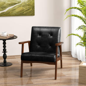 Giantex Mid Century Modern Accent Chair, Living Room Arm Chair with Solid Rubber Wood Frame