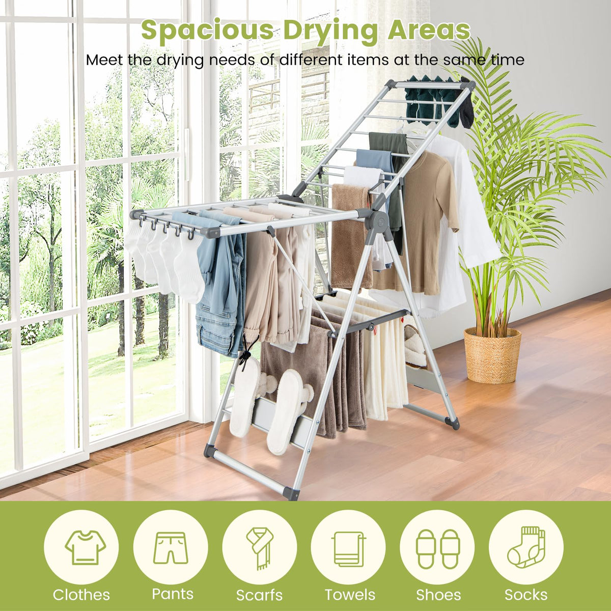Giantex Clothes Drying Rack, 2-Layer Folding Laundry Drying Rack