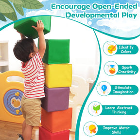 BABY JOY Foam Building Blocks, 12-Piece 14 CM Colorful Stacking Climbing Foam Cubes Play Set for Kids
