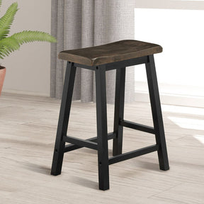 Giantex Set of 2 Bar Stools, Saddle Seat Pub Chair, Wood Vintage Counter Height Stool