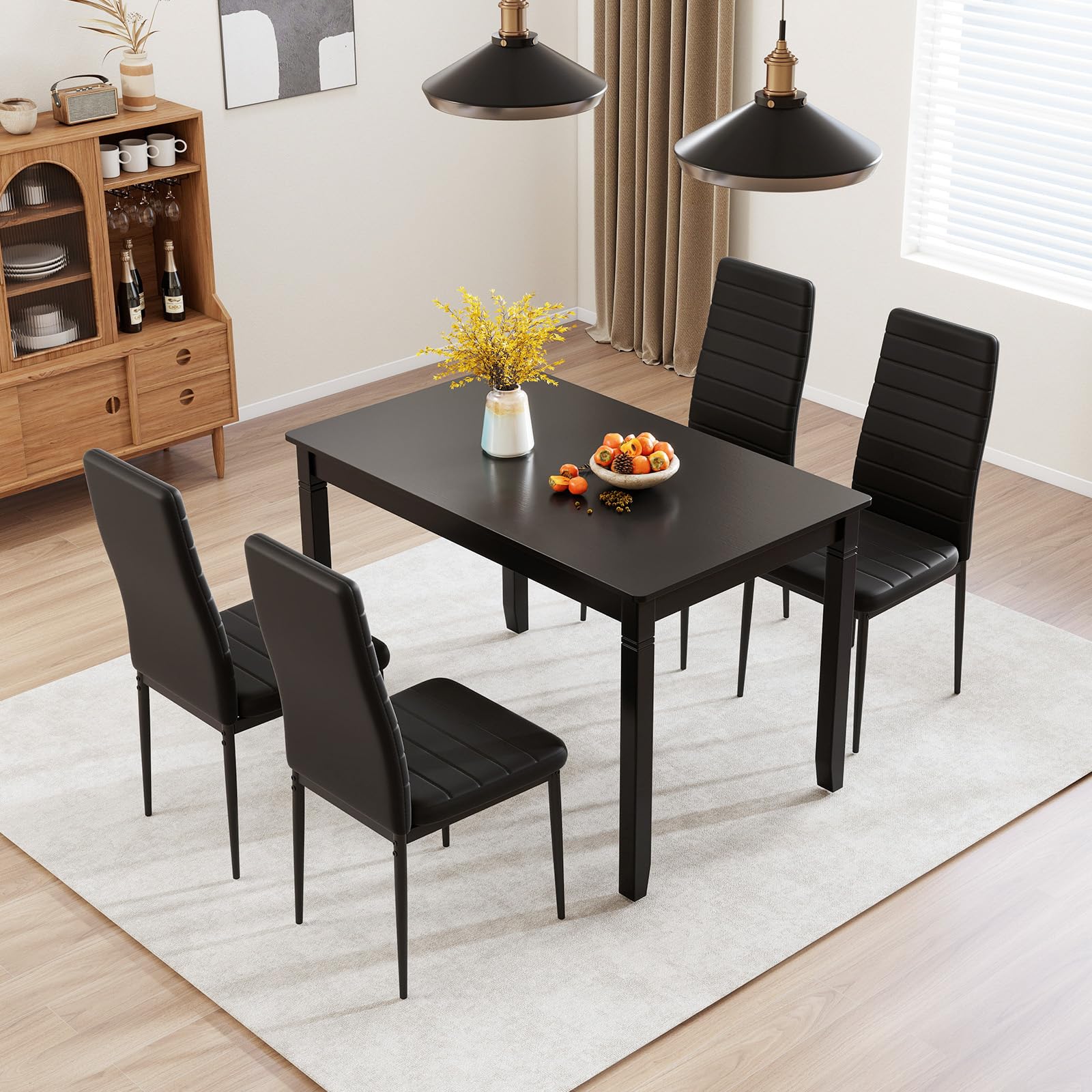 Upholstered Dining Chair Set of 4 Armless Chair w/ Padded Backrest Modern Chair