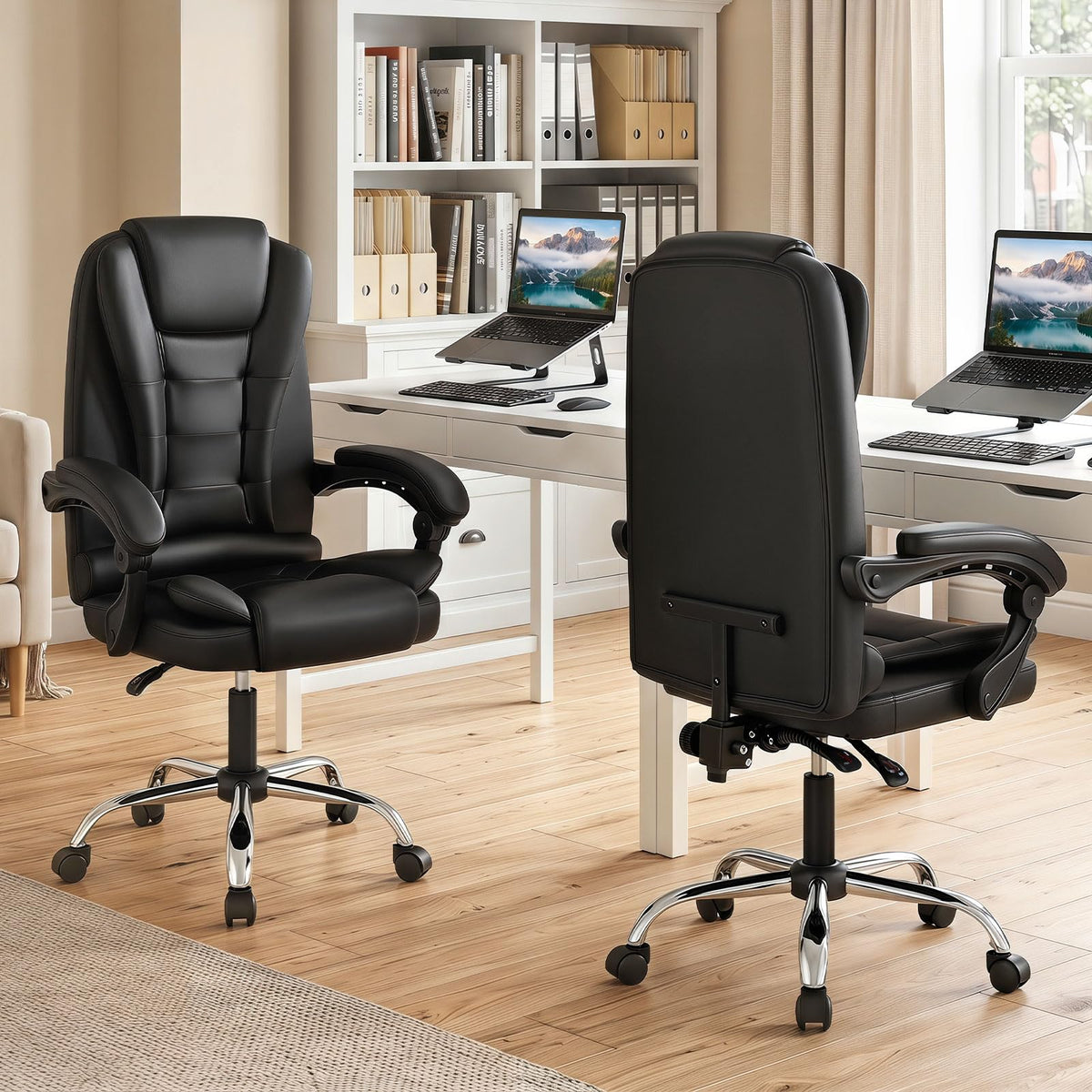 Executive Chair, Big High Back Office Chair with Linkage Armrests, Adjustable Height and Backrest