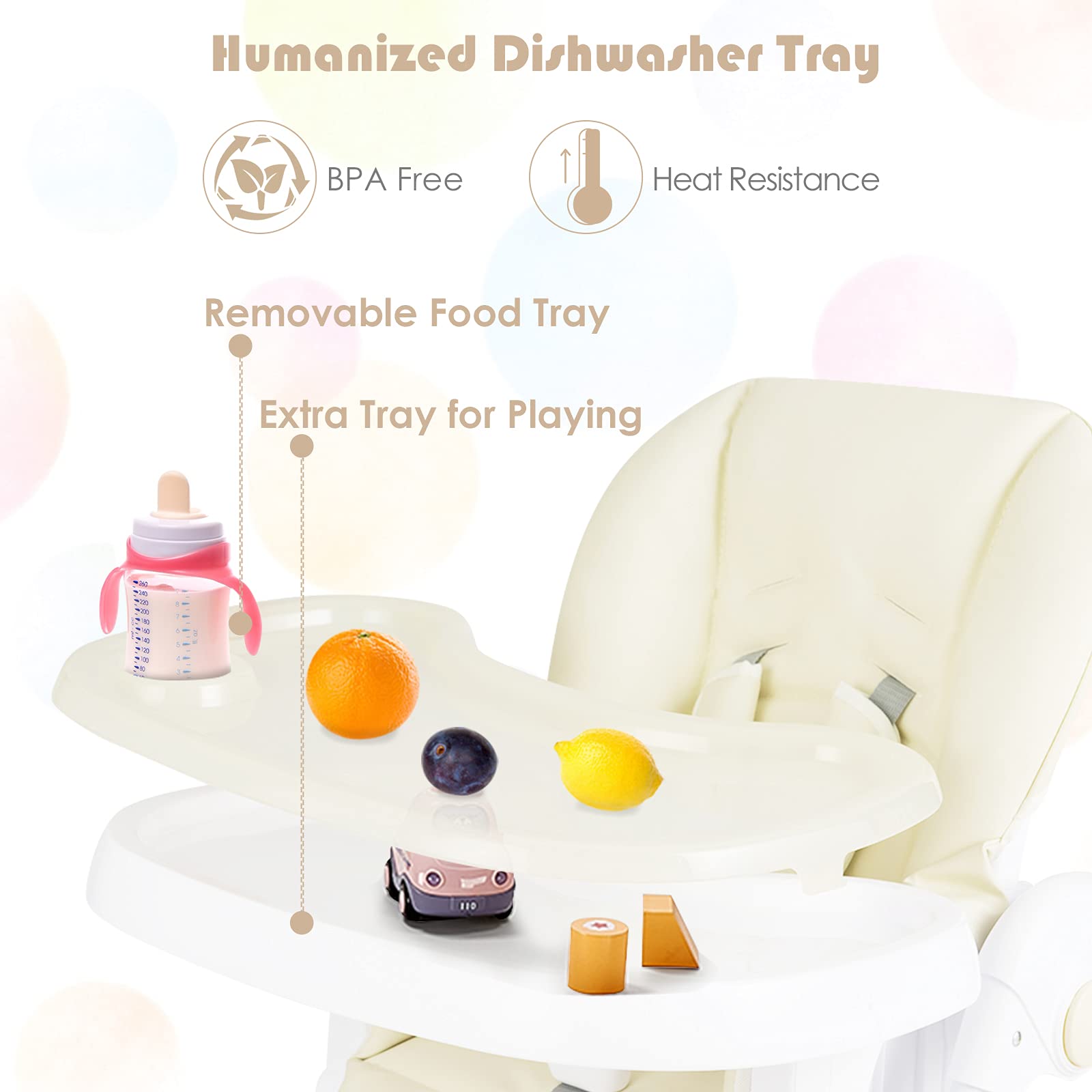 BABY JOY Baby High Chair, Folding Highchair for Toddlers w/Adjustable Height