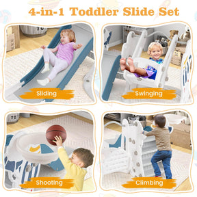 HONEY JOY Toddler Slide and Swing Set, 4-in-1 Indoor Playground