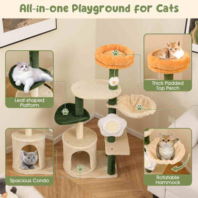 Cute Flower Cat Tree for Indoor w/Plush Top Perch