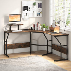 225cm L-Shaped Desk Corner Computer Desk Workstation w/Power Outlet Home Office