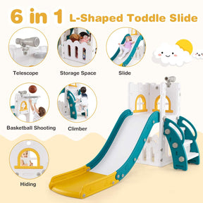 HONEY JOY 6 in 1 L-Shaped Toddle Slide for Toddlers Age 1-3