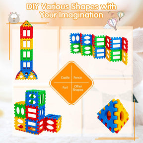 32 Pieces Big Waffle Block Set for Kids Toddler, Snap-Together Giant Waffle Block Set W/Put Together & Pull Apart Blocks