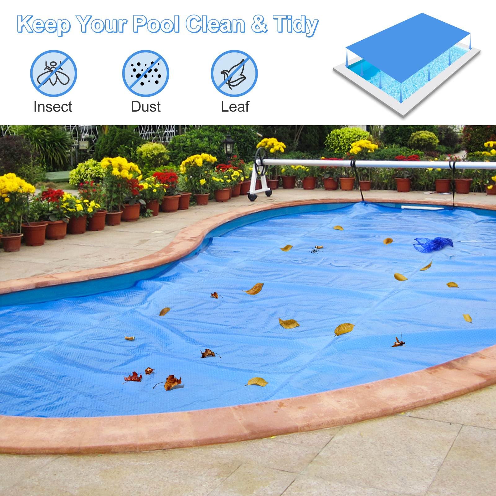 9.8 x 5 m Swimming Pool Cover, Heat Solar Outdoor Bubble Blanket