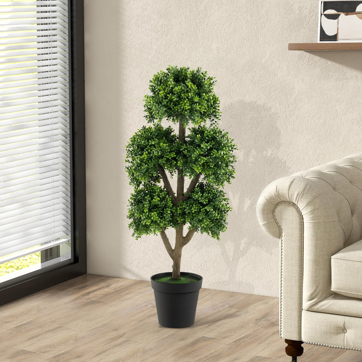 Giantex 115 cm Artificial Boxwood Topiary Ball Tree