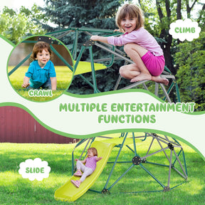Kids Climbing Dome & Play Set, Geometric Dome Climber with Slide, Fabric Cushion, 150 KG Load Capacity