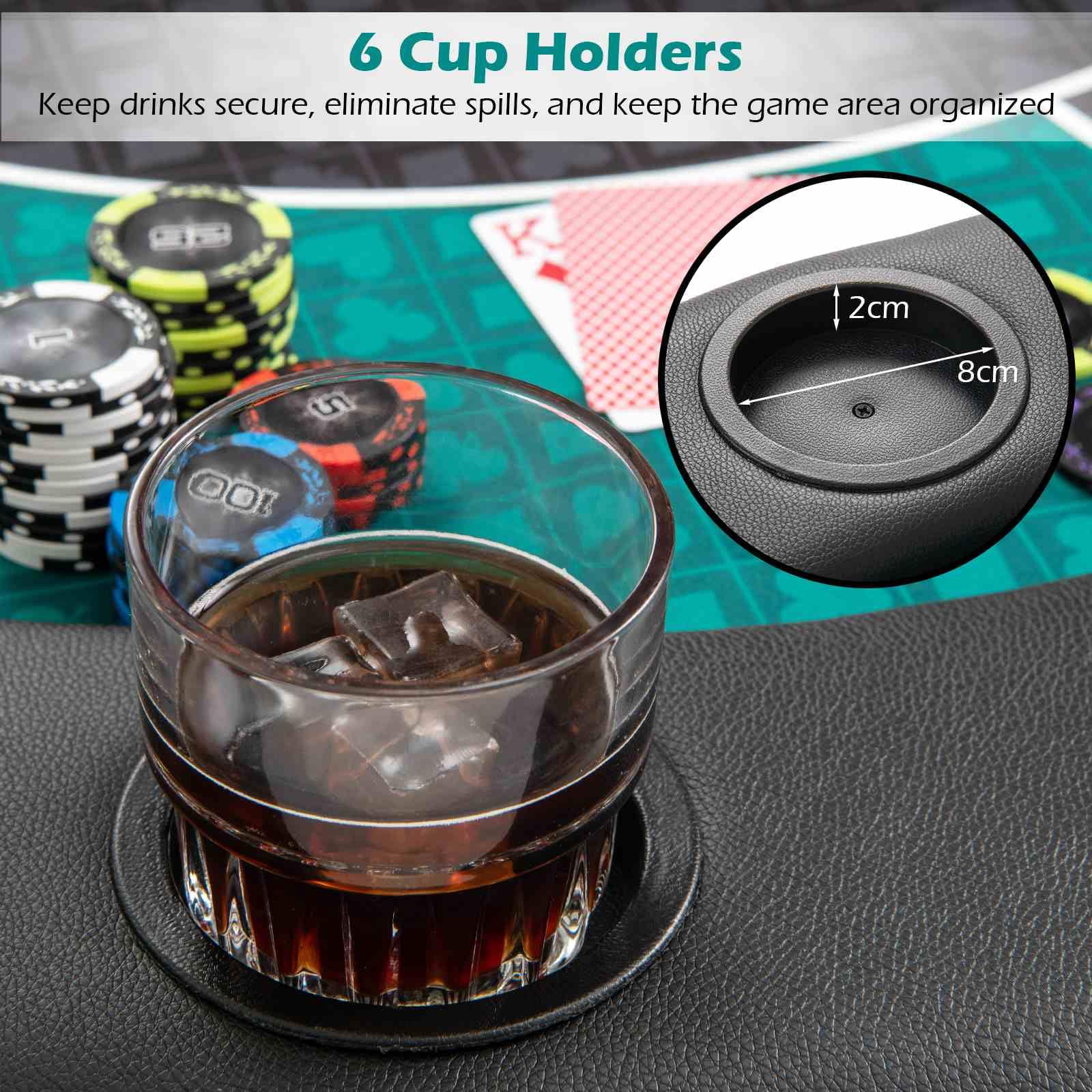 1.2M 6-Player Foldable Poker Table Top, Portable Round Blackjack Board Game Mat w/Carrying Bag