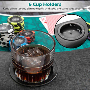 1.2M 6-Player Foldable Poker Table Top, Portable Round Blackjack Board Game Mat w/Carrying Bag