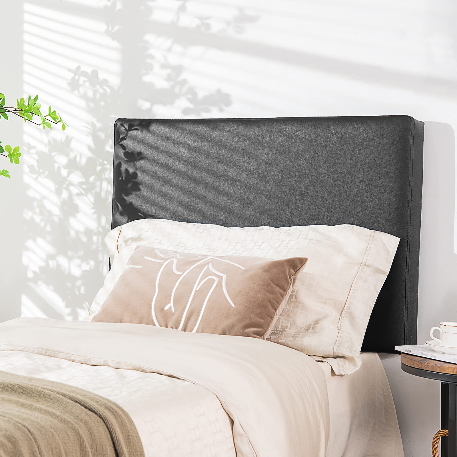 Giantex Wall-Mounted Headboard, Modern PU Leather Upholstered Headboard