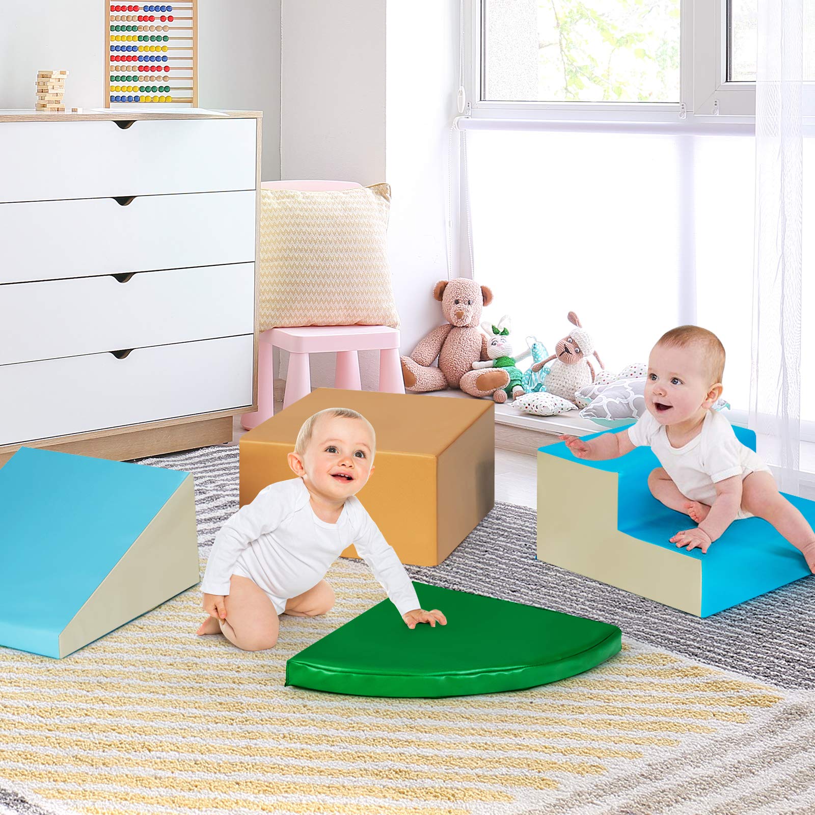 4-Piece Kids Climb Crawl Playset for Nursery and Kindergarten