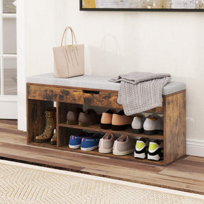Shoe Bench w/Padded Seat, Shoes Rack w/Hidden Storage