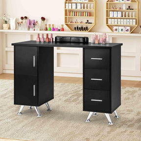 Manicure Table Nail Desk with Drawers, Wrist Rest, Metal Legs, Nail Tech Station