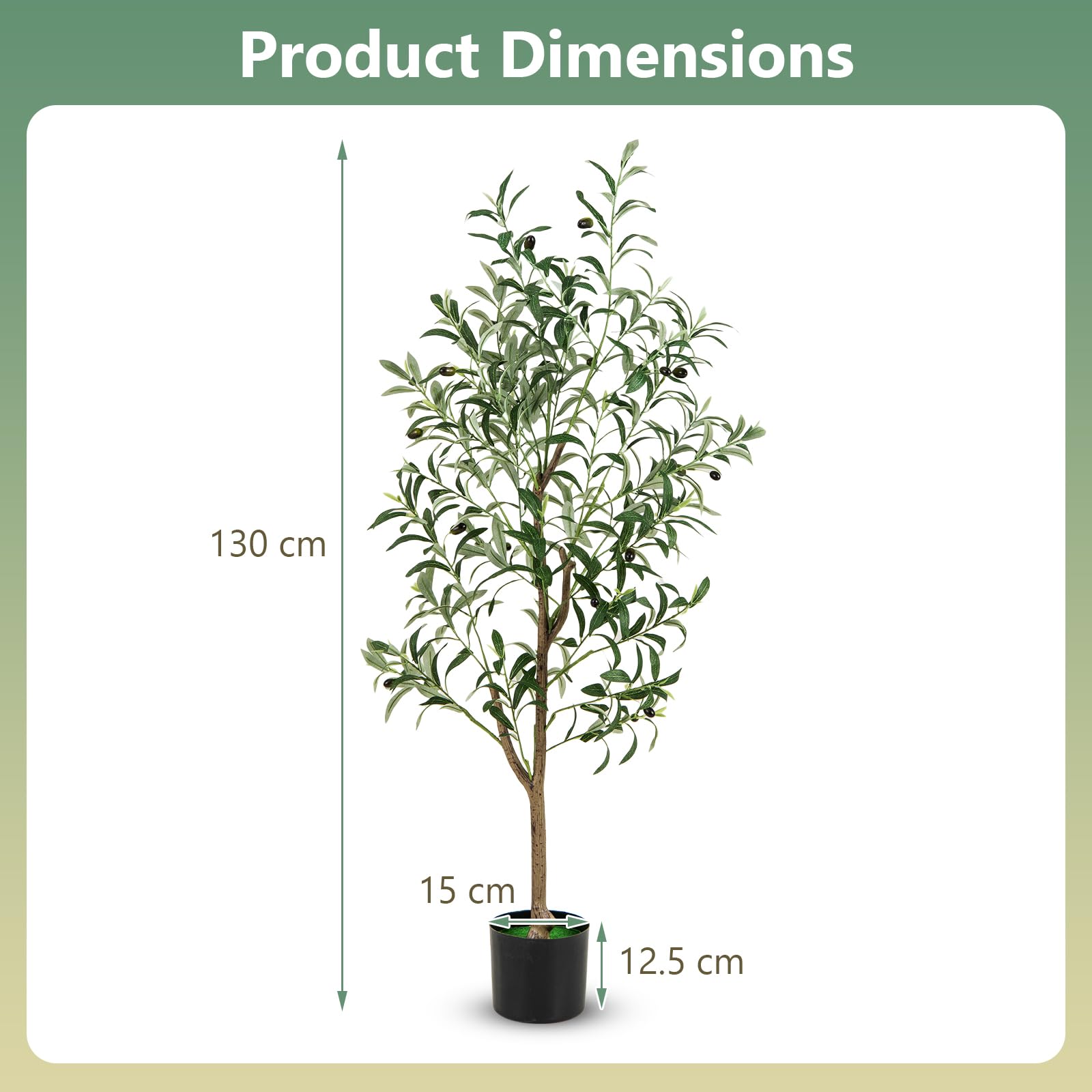 Giantex 130 cm Tall Artificial Olive Tree Set of 2, Fake Potted Trees