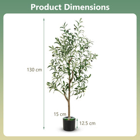 Giantex 130 cm Tall Artificial Olive Tree Set of 2, Fake Potted Trees