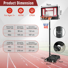 Kids Basketball Hoop, Weather-Resistance Basketball Goal Toy with Adjustable Height 132-251cm