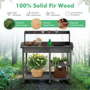 Giantex Garden Potting Bench Table, Wooden Potting Work Table