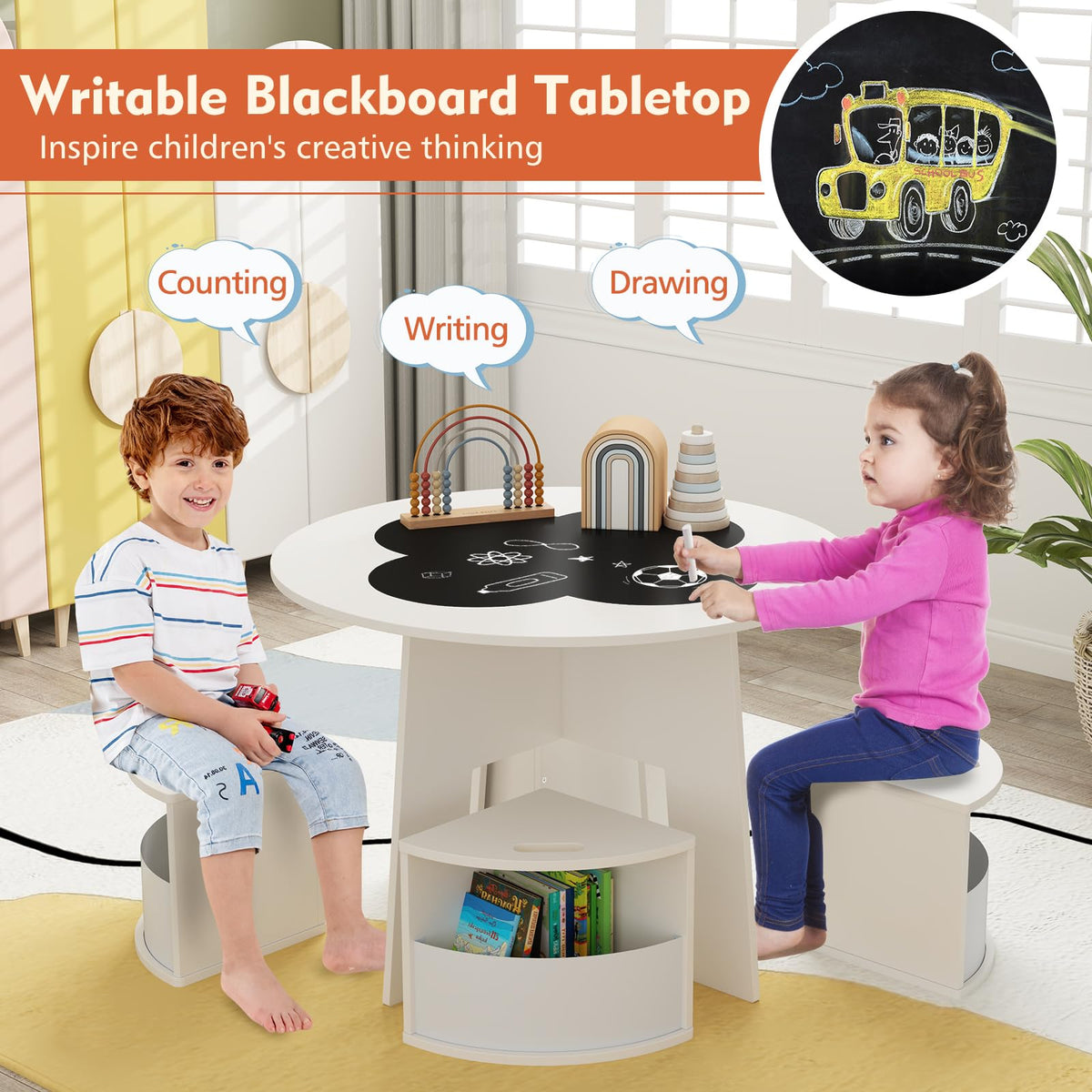 HONEY JOY 5PCS Kids Table and Chair Set