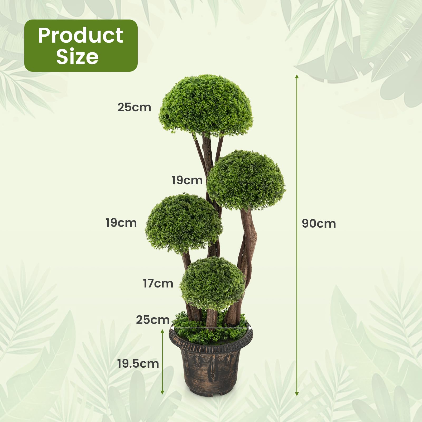Giantex 90 cm Artificial Cedar Topiary Tree, Indoor & Outdoor Fake Topiary Cypress Plant w/Rattan Trunk