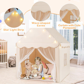 Kids Play Tent, Large Playhouse with Star Ornaments, Washable Mat, Windows