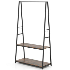 Giantex Clothes Rack w/ 2 Shelves & S Hooks