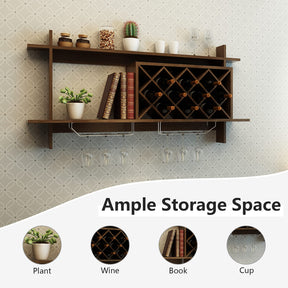 Giantex Wall-mounted Wine Rack, Modern Wine Shelf Organizer