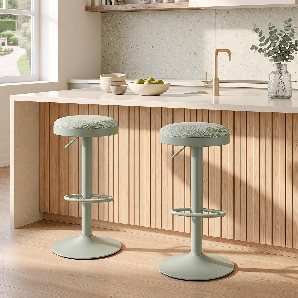 Bar Stools Set of 2, Kitchen Bar Stools w/Height Adjustment