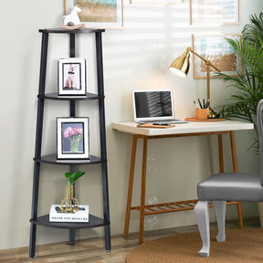 Giantex 4-Tier Corner Shelf, Lightweight Wood Look Organizer w/Metal Frame, Multipurpose Storage Shelf