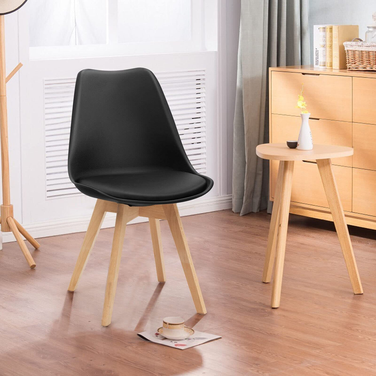 Giantex 4Pcs Modern Dining Chairs, High Backrest Kitchen Chairs, Elegant Mid Century Side Chairs, Black