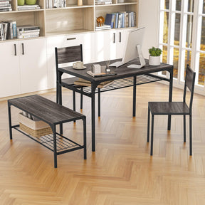 Giantex 4-Piece Dining Set Dining Table w/ 2 Chairs and Bench for 4