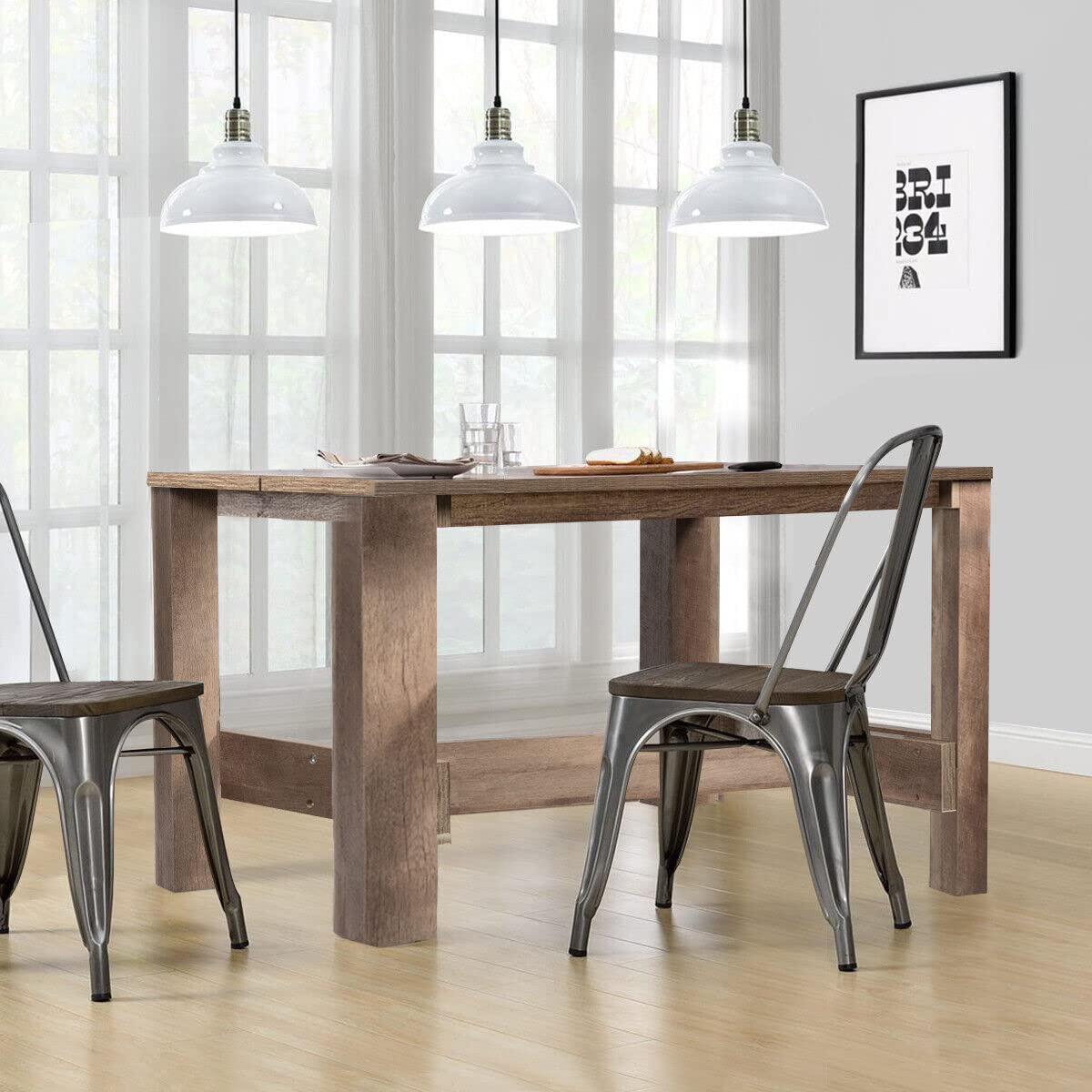 Giantex Dining Table, Rectangular Counter Height Table, Retro Kitchen Table, Space-Saving Bar Table for Dining Room