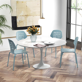 Giantex Metal Dining Chair Set of 4, Modern Kitchen Dinner Chair with Hollowed Backrest & Metal Legs