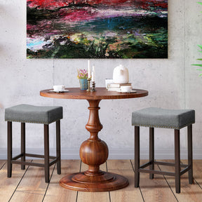 Giantex Set of 2 Saddle Bar Stools, 61cm H Backless Counter Stool, Brass Nailhead Studs