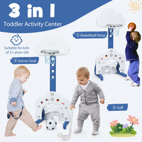 HONEY JOY Kids Basketball Hoop, 3 in 1 Toddler Sports Activity Center
