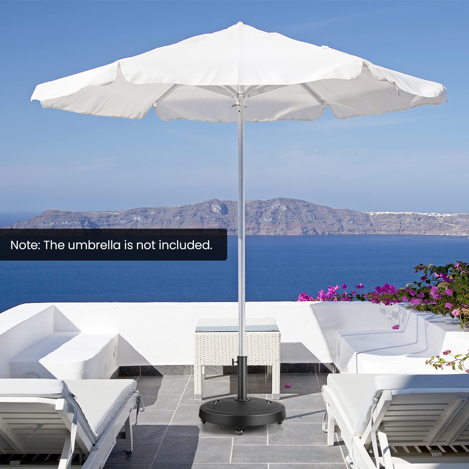 23KG Outdoor Umbrella Base w/Wheels, Handles, 52CM Round Table Market Umbrella Stand