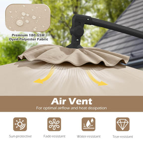 3m Solar Offset Hanging Umbrella with Base, Patio Cantilever Umbrella