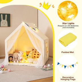 Large Play Tent, Kids & Toddlers Playhouse with Washable Cotton Mat
