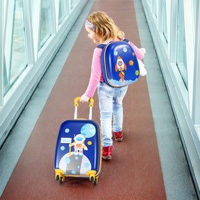 2 PCS Kids Luggage Set, 13" & 16" Kids Carry On Suitcase Set, Children Travel Rolling Trolley Suitcase